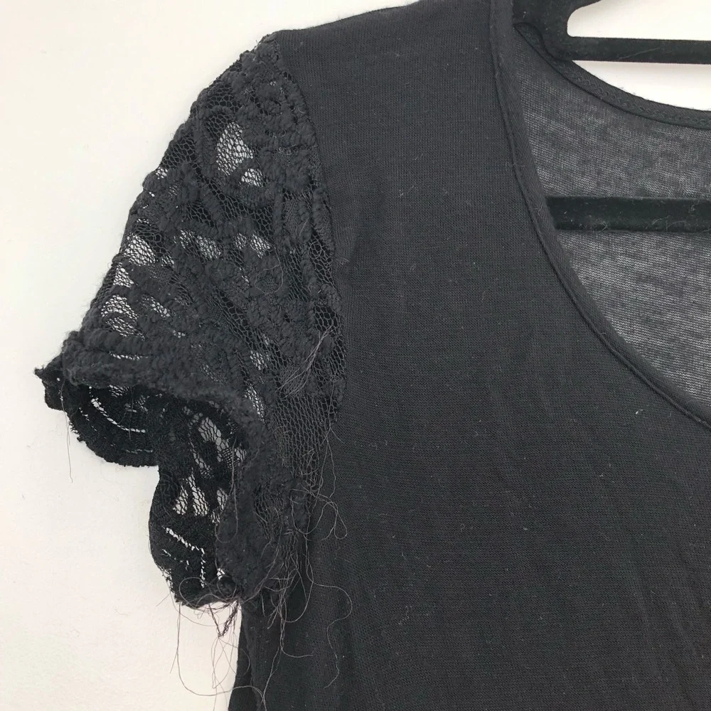 Delia's Black Lace Sleeve Crop Top XS - Picture 3 of 7